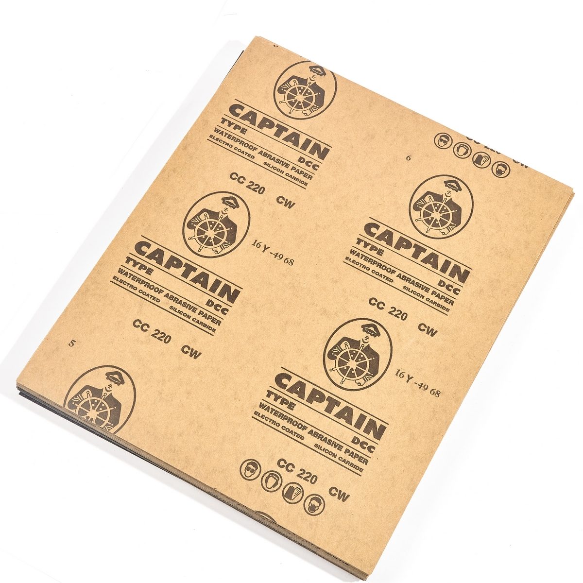 TOA กระดาษทรายขัดน้ำ #220 ขนาด 9x11 นิ้ว (230 x 280 มม.) รุ่น CAPTAIN เหมาะกับขัดสีรถ ขัดโลหะ 60 แผ่น/แพ็ค