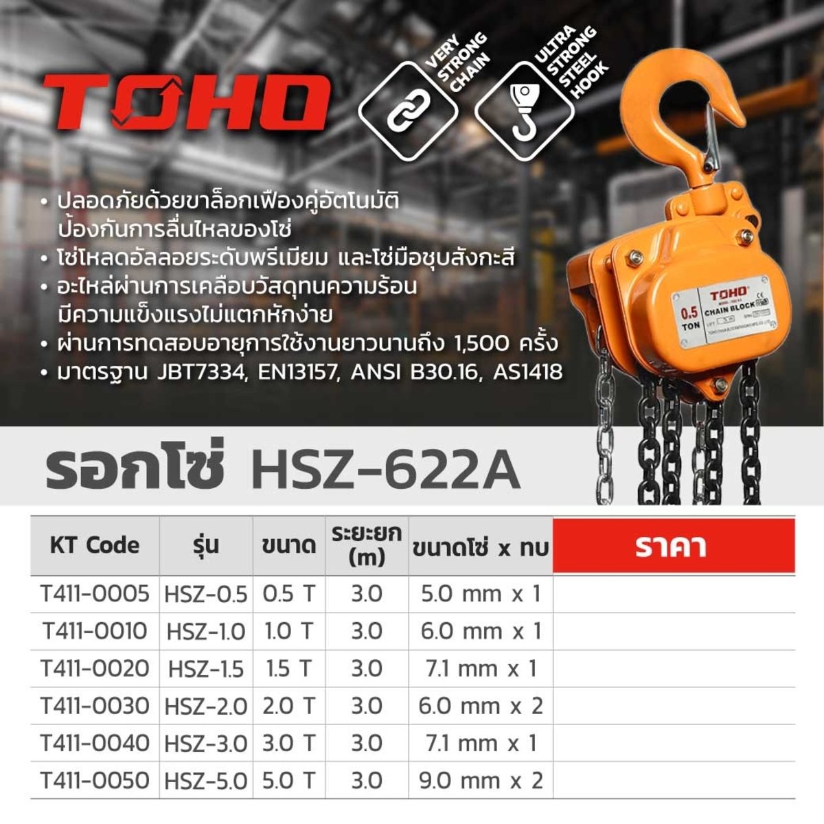 รอกโซ่ HSZ-1.5 ขนาด 1.5 ตัน