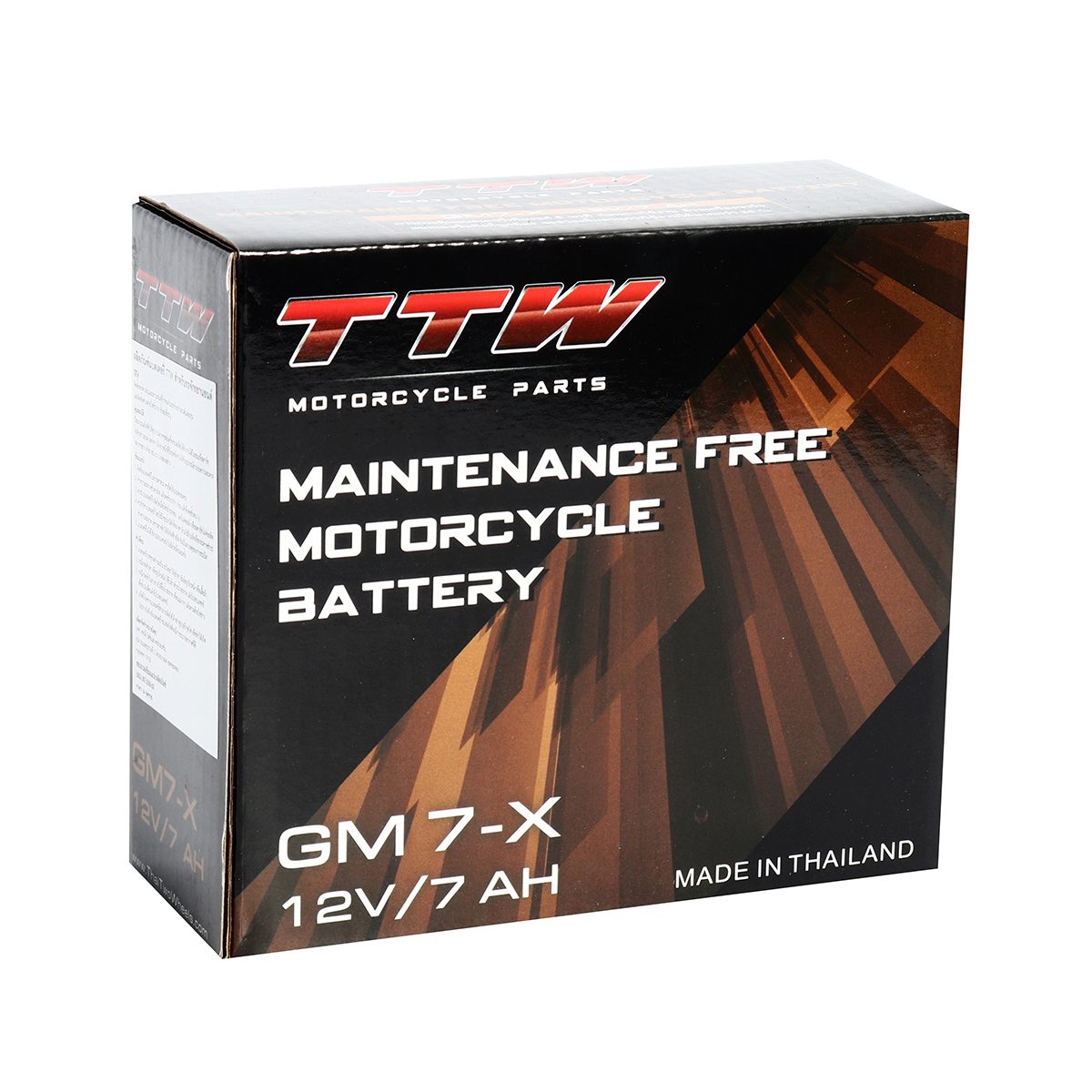 แบตเตอรี่แห้ง TTW รุ่น GM7-X กำลังไฟ 12 โวลต์ 7 แอมป์ แบตเตอรี่แบบแห้งใส่รถรุ่นสตาร์ทมือ ทนทาน ใช้งานได้ยาวนาน