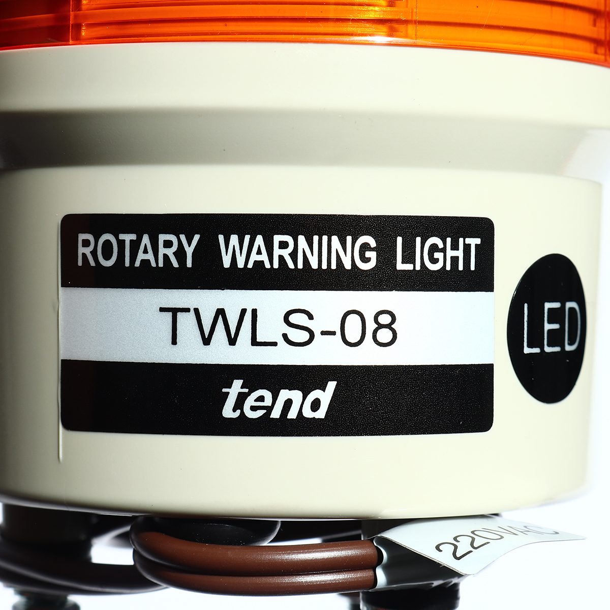 ไฟหมุนฝาครอบเรียบพร้อมเสียงสัญญาณออดสีส้ม หลอด LED เทนด์ (TEND) รุ่น TWLS-082O ขนาด 80 มม. แรงดันไฟฟ้า 220 โวลต์ ผลิตจากไต้หวัน ใช้เพื่อการเ