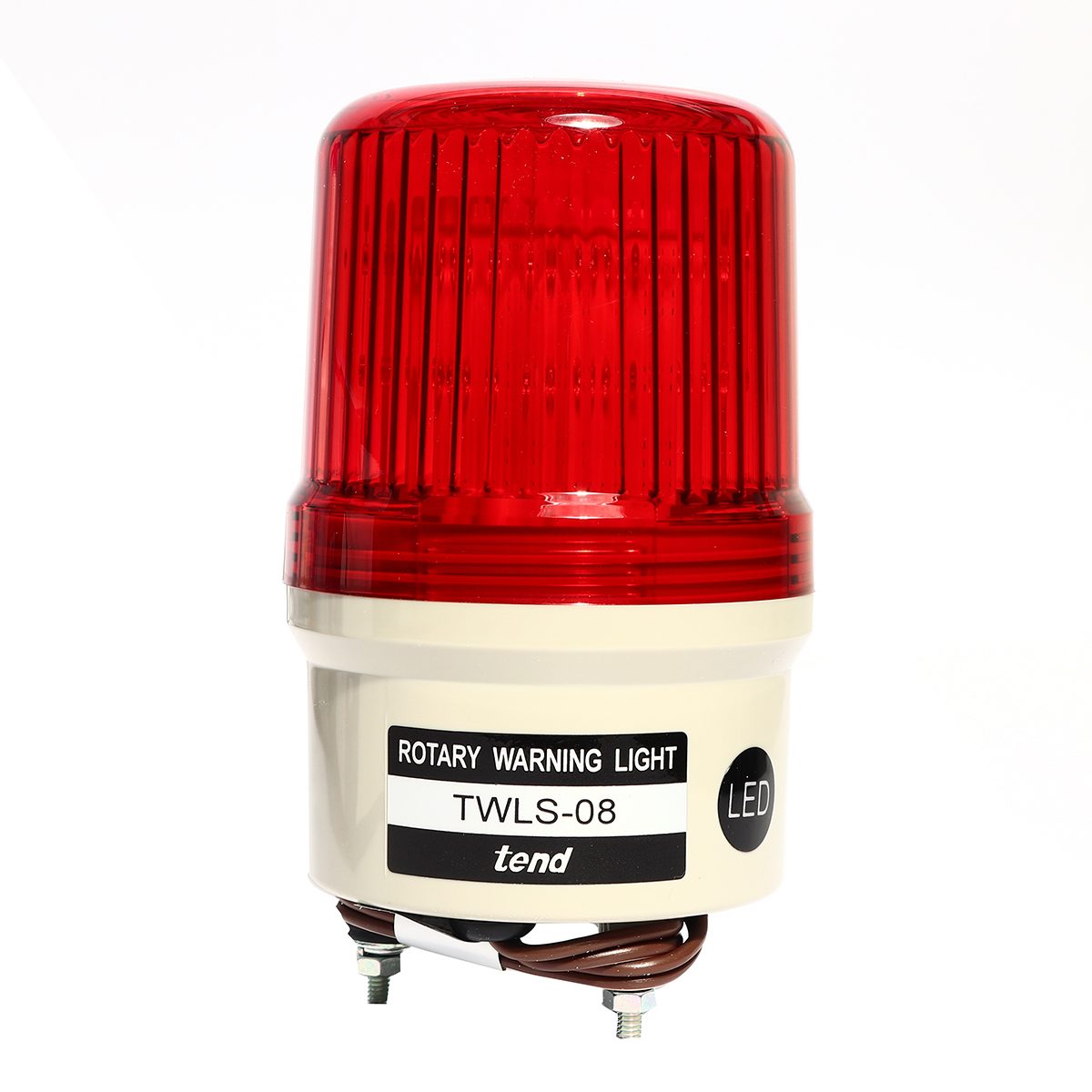 ไฟหมุนฝาครอบเรียบพร้อมเสียงสัญญาณออดสีแดง หลอด LED เทนด์ (TEND) รุ่น TWLS-082R ขนาด 80 มม. แรงดันไฟฟ้า 220 โวลต์ ผลิตจากไต้หวัน ใช้เพื่อการเ