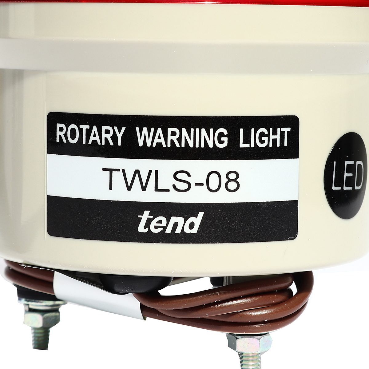ไฟหมุนฝาครอบเรียบพร้อมเสียงสัญญาณออดสีแดง หลอด LED เทนด์ (TEND) รุ่น TWLS-082R ขนาด 80 มม. แรงดันไฟฟ้า 220 โวลต์ ผลิตจากไต้หวัน ใช้เพื่อการเ