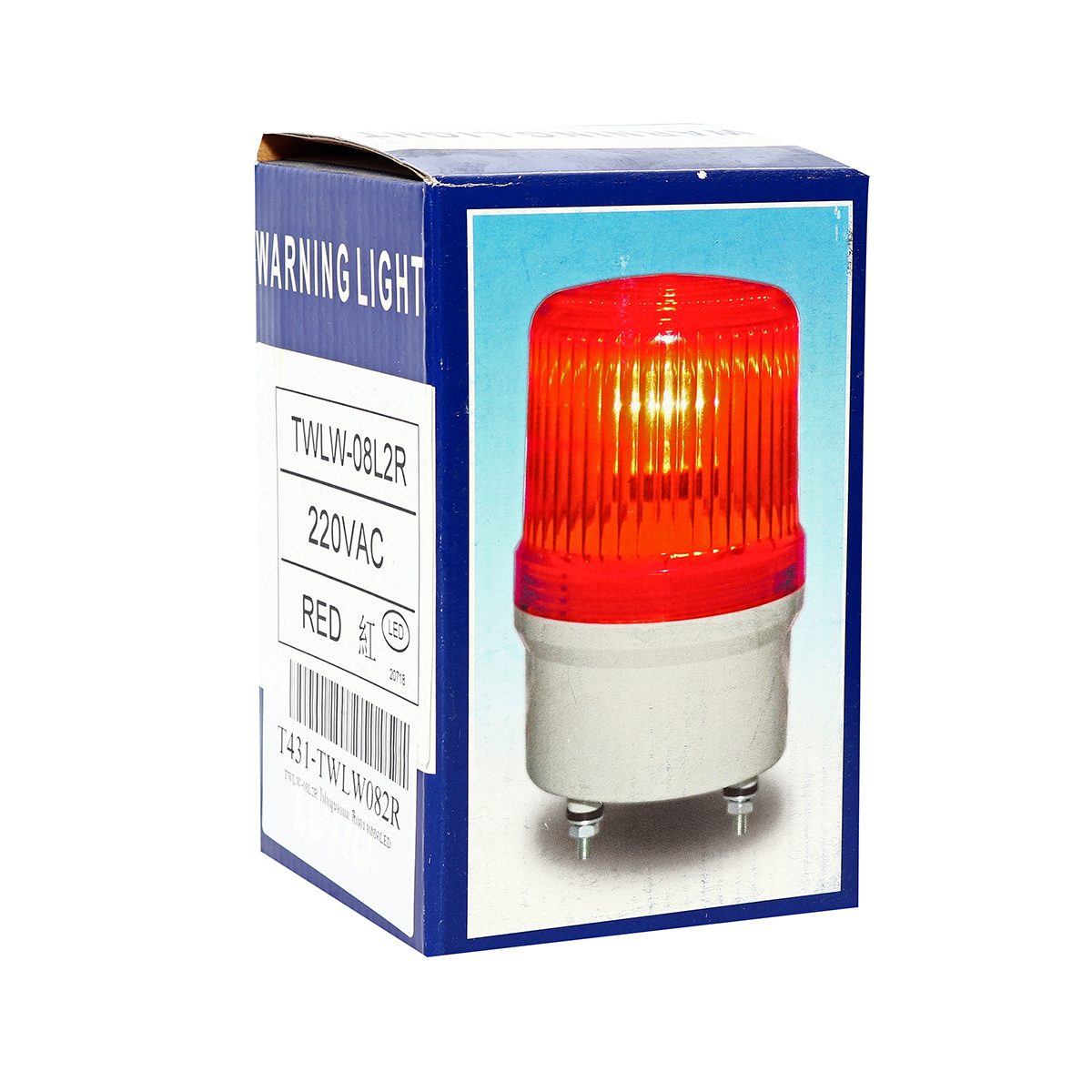 ไฟหมุนฝาครอบลายเส้นสีแดง หลอด LED เทนด์ (TEND) รุ่น TWL-08L2R ขนาด 80 มม. แรงดันไฟฟ้า 220 โวลต์ ผลิตจากไต้หวัน ใช้เพื่อการเตือนภัย เตือนอันต