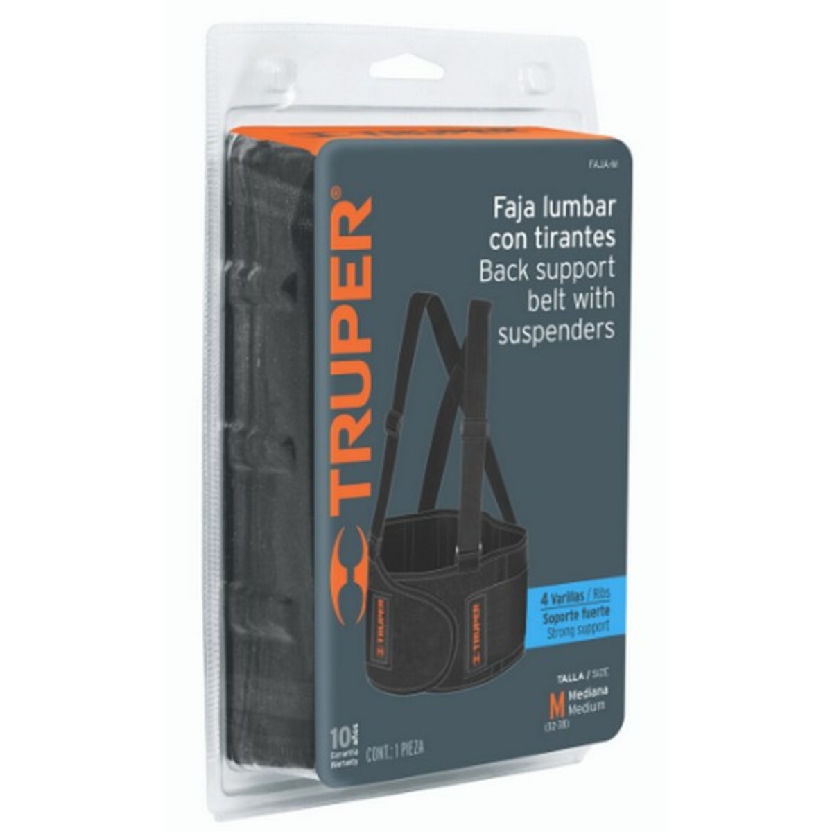 TRUPER เข็มขัดพยุงหลัง ไซส์ S (28-32 นิ้ว) รุ่น 10953 สายยางยืดปรับระดับได้ ช่วยลดและป้องกันการบาดเจ็บระหว่างทำงาน (ทรูเปอร์)