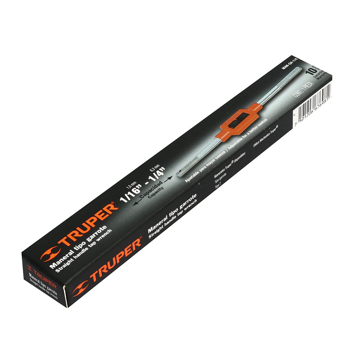 ด้ามต๊าปเกลียว 1/4 นิ้ว ทรูเปอร์ (TRUPER) รุ่น 11434 สำหรับจับดอกต๊าปเกลียวรีมเมอร์ และเครื่องมืออื่นๆ ที่เป็นแกนสี่เหลี่ยม ใช้ได้กับต๊าปตัว