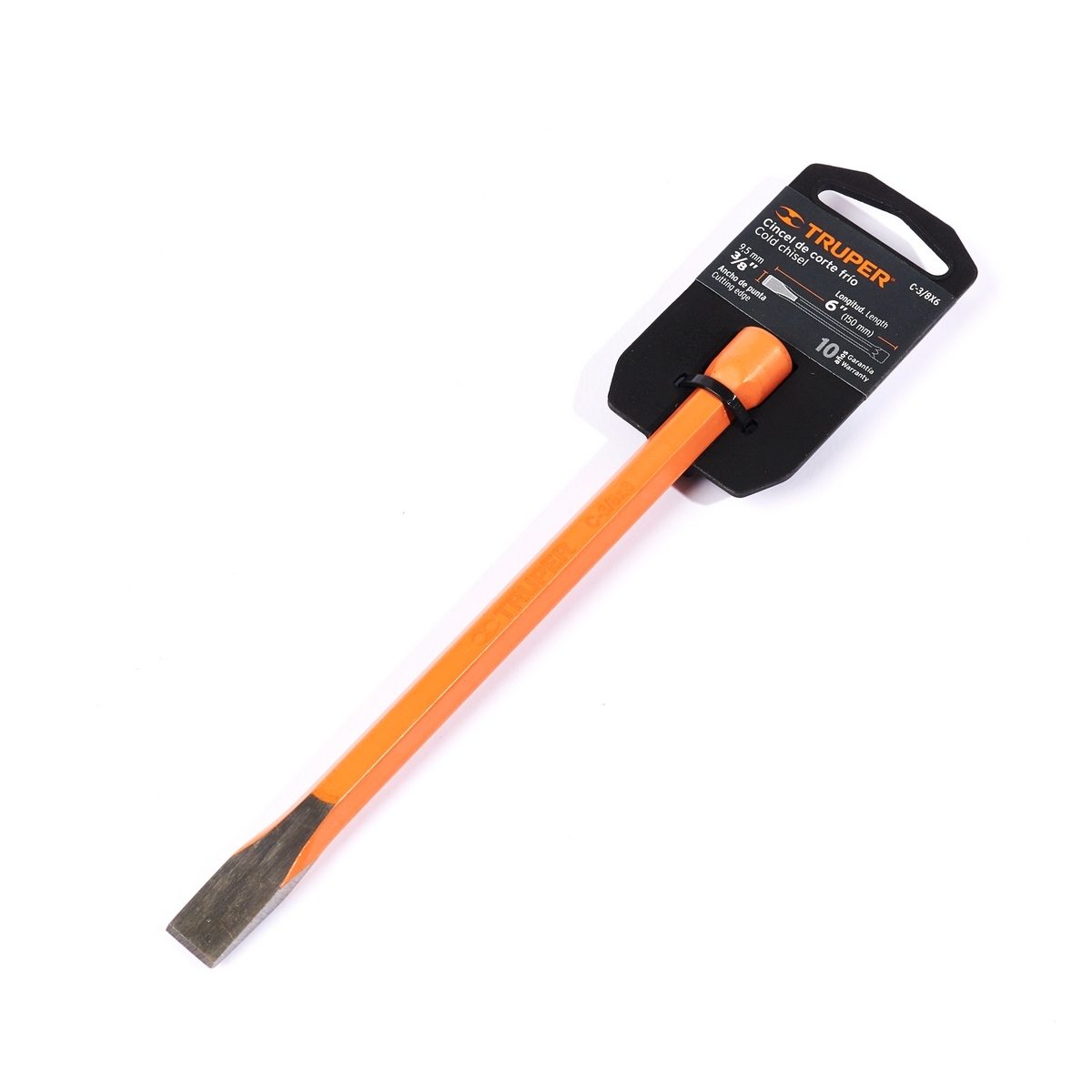 เหล็กสกัดปากแบน ทรูเปอร์ (TRUPER) รุ่น 12106 ขนาด 3/8 นิ้ว ยาว 6 นิ้ว เส้นผ่านศูนย์กลางหัว 11 มม. เหมาะสำหรับตัดเย็น, ขูด, บิ่น, เซาะร่องหรื