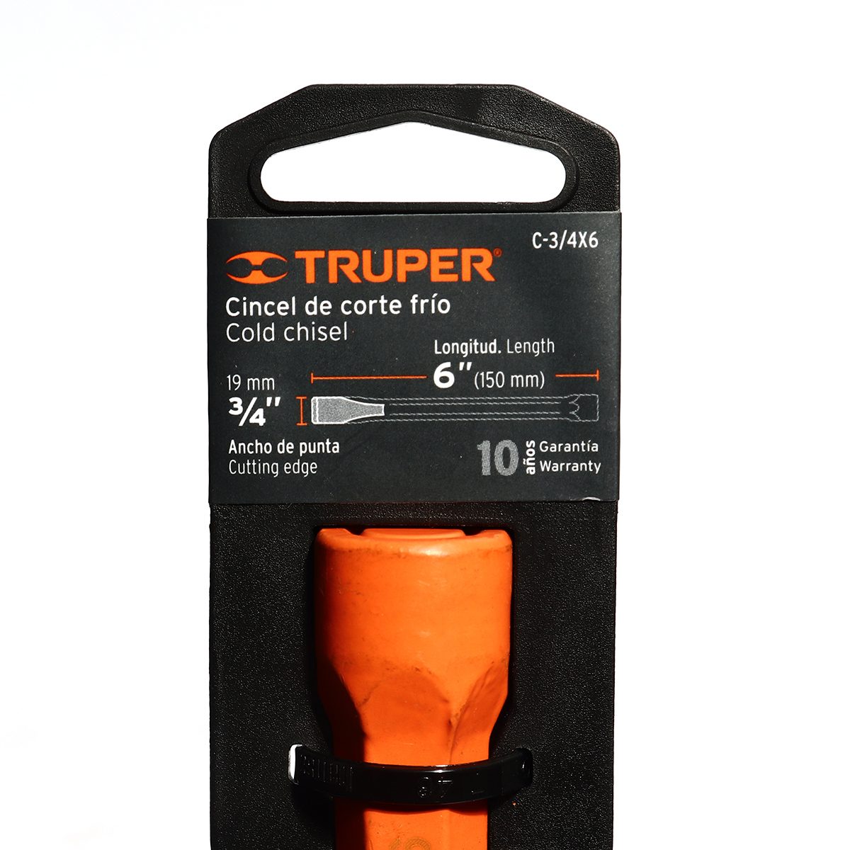 เหล็กสกัดปากแบน ทรูเปอร์ (TRUPER) รุ่น 12139 ขนาด 3/4 นิ้ว ยาว 6 นิ้ว เส้นผ่านศูนย์กลางหัว 18.5 มม. เหมาะสำหรับตัดเย็น, ขูด, บิ่น, เซาะร่องห
