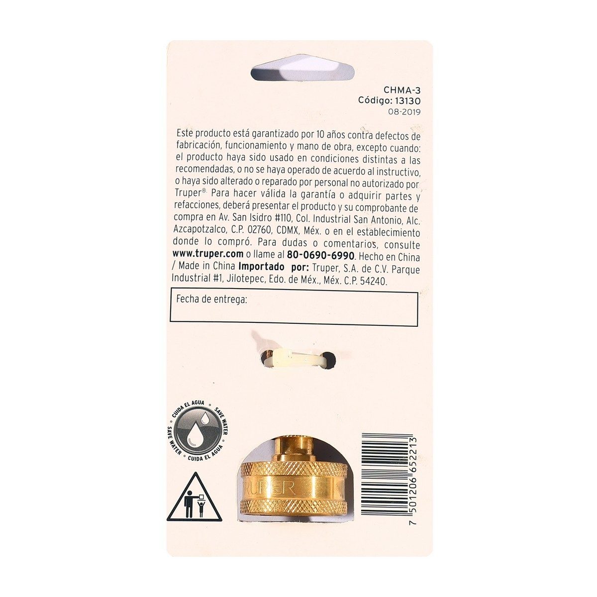 TRUPER หัวฉีดเกลียวตรงทองเหลือง 3 นิ้ว รุ่น CHMA-3 ทำจากโพรพิลีน ฝาโปร่งใสพร้อมสแนป (ทรูเปอร์)