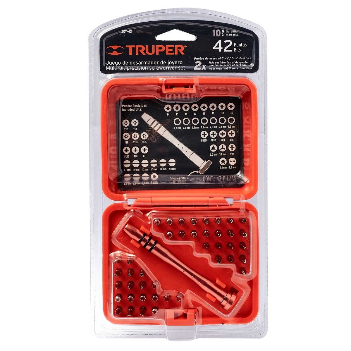 ไขควงงานละเอียด ดอกไขควง 42 หัว ทรูเปอร์ (TRUPER) รุ่น 14163 หลอมเหล็ก Cr-V หัวหมุนทนทานต่อการสึกหรอมากกว่าเหล็กกล้าคาร์บอน