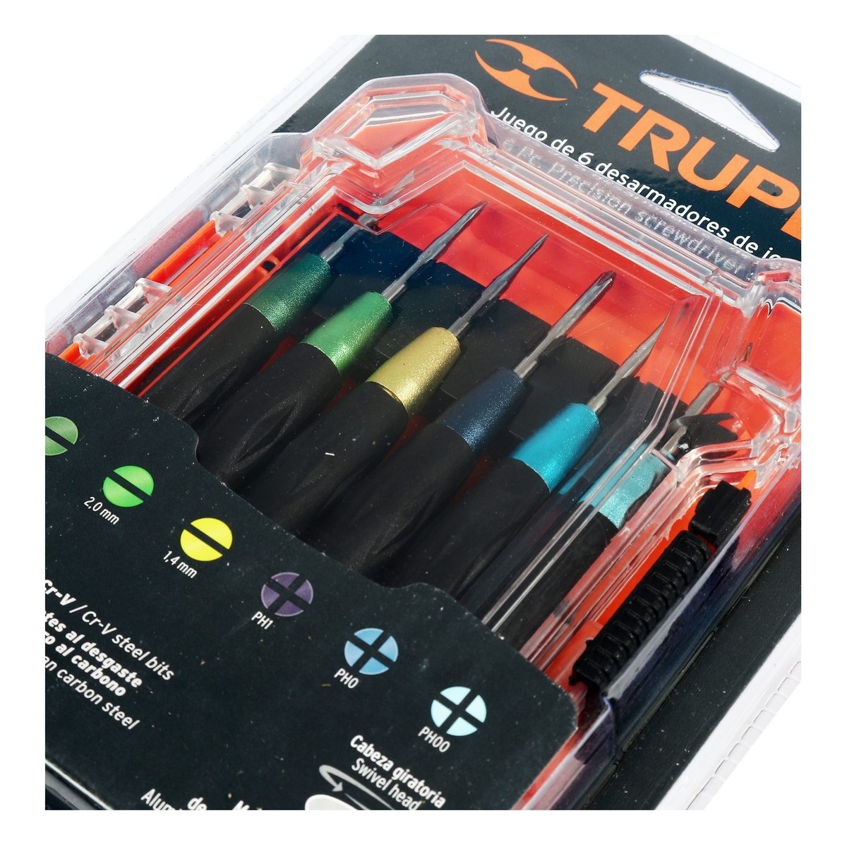 ไขควงงานละเอียด ดอกไขควง 6 หัว ทรูเปอร์ (TRUPER) รุ่น 14202 แท่งทำจากเหล็กวานาเดียมโครเมี่ยม เหมาะสำหรับงานอิเล็กทรอนิกส์และความแม่นยำ