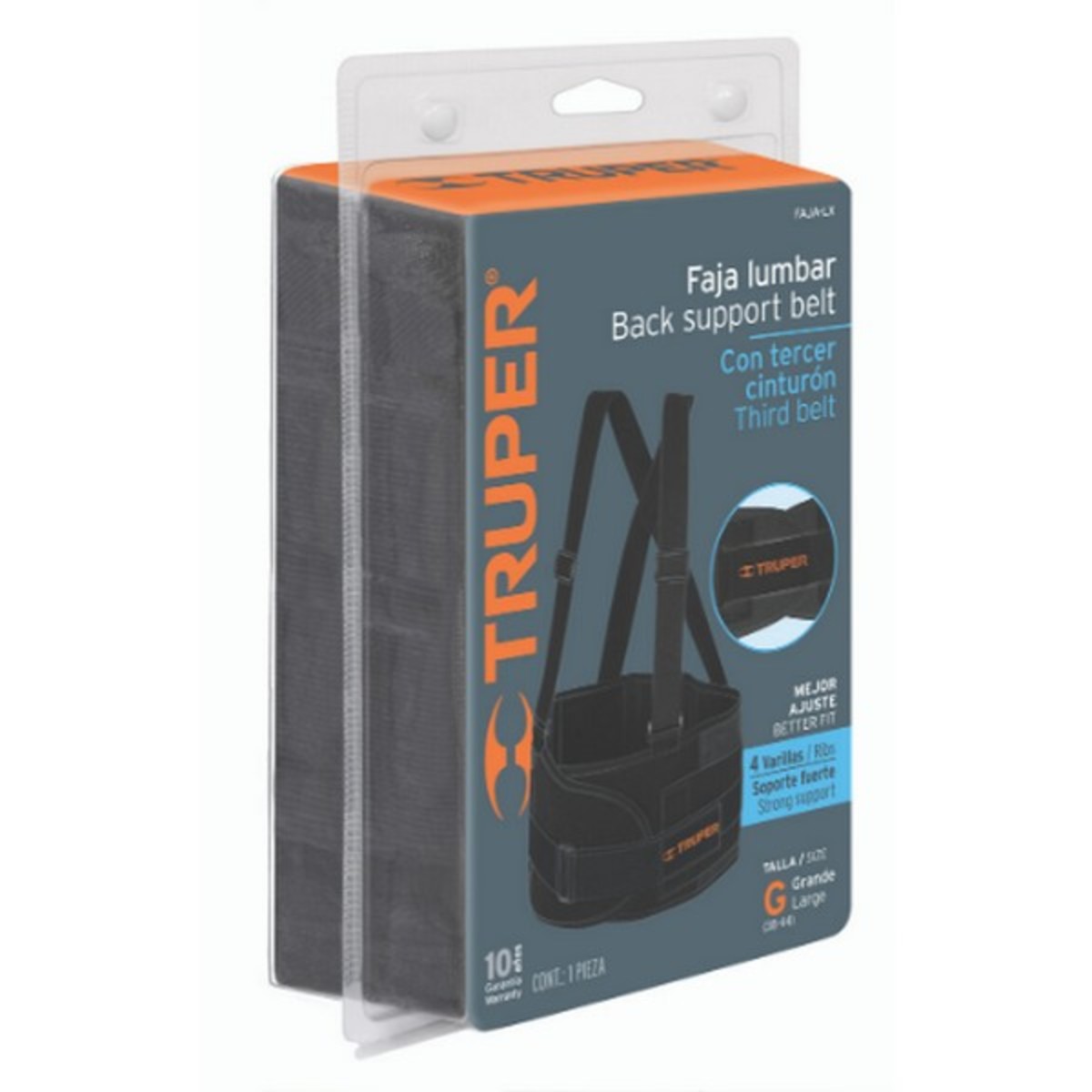 TRUPER เข็มขัดพยุงหลัง ไซส์ L (38-44 นิ้ว) รุ่น 14217 สายยางยืดปรับระดับได้ ช่วยป้องกันการบาดเจ็บระหว่างทำงาน (ทรูเปอร์)