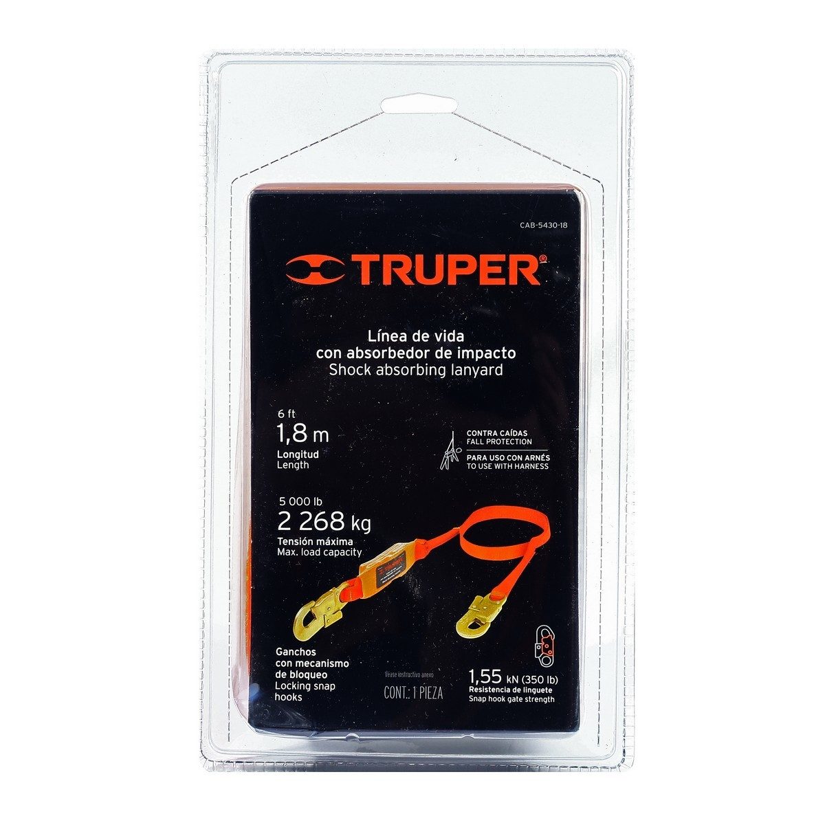 TRUPER เชือกนิรภัย 1.8 ฟุต 1 ตะขอ รุ่น 14446 ความกว้าง 30 มม. ความยาว 1.8 ม.  (ทรูเปอร์)