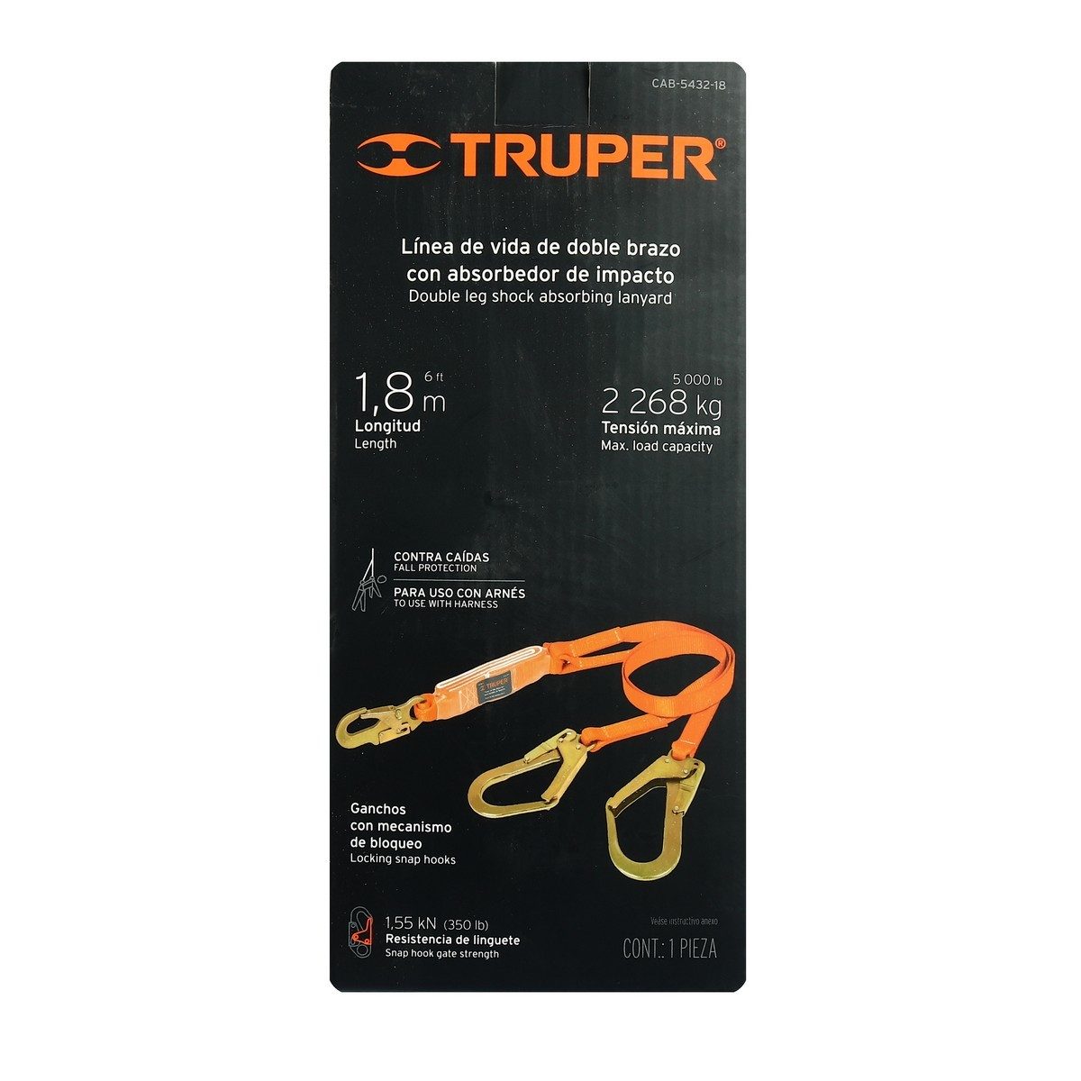 TRUPER เชือกนิรภัย 5.9 ฟุต 2 ตะขอ รุ่น 14454 ความกว้าง 30 มม. ความยาว 1.8 ม. (ทรูเปอร์)