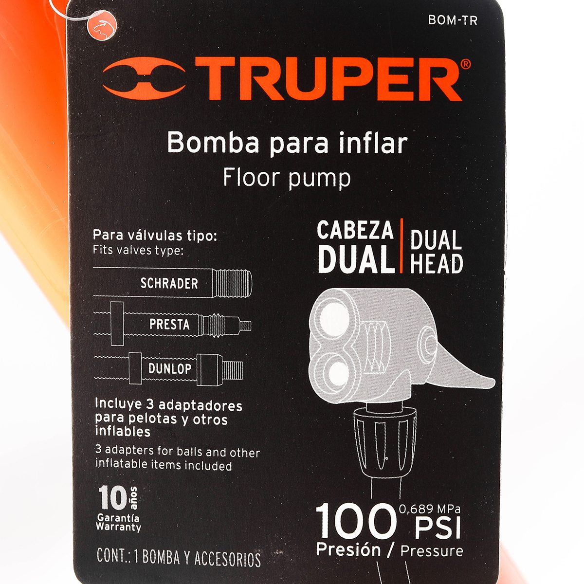 เครื่องสูบลมมือ ทรูเปอร์ (TRUPER) รุ่น 14863 เหมาะสำหรับลมยางของจักรยานยนต์ และ จักรยาน