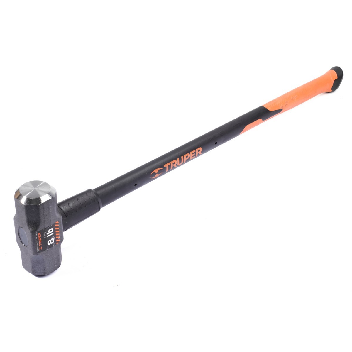 ค้อนปอนด์ ด้าม Fiber 8 ปอนด์ ทรูเปอร์ (TRUPER) รุ่น 16538 ขนาด 36 นิ้ว เหล็กกล้าคาร์บอนสูง ด้านหน้าที่มีการกลึงและเอียงทำให้ลดโอกาสเกิดอุบัต