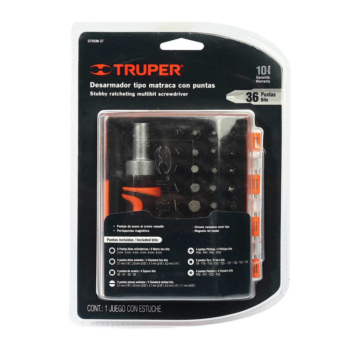 ชุดไขควง1/4นิ้ว ด้ามฟรี ดอกไขควง 36 หัว ทรูเปอร์ (TRUPER) รุ่น 17845