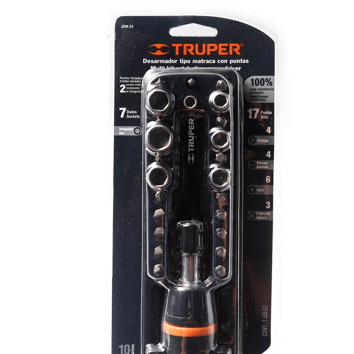 ชุดไขควง 1/4 นิ้ว ทรูเปอร์ (TRUPER) Bit 17 ชิ้น และ ลูกบล็อก 7 ชิ้น รุ่น 18222 ทำจากเหล็กวานาเดียมโครเมี่ยม ความต้านทานแรงบิดเพิ่มขึ้น 100% 
