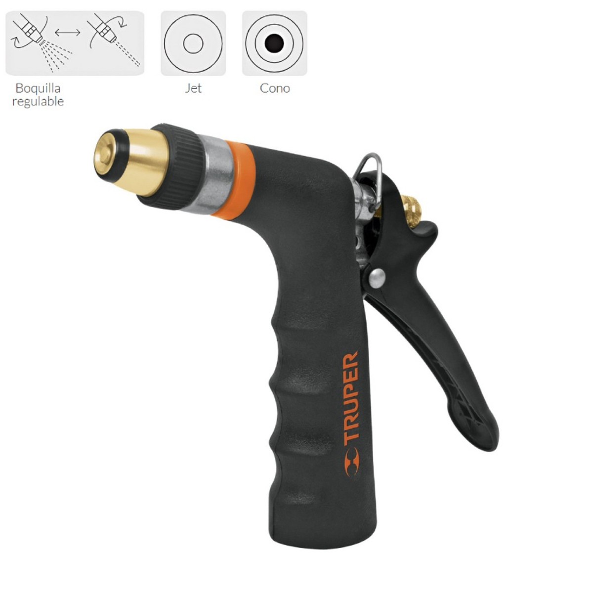 TRUPER ปืนฉีดน้ำเหล็ก รุ่น PR-202 ปรับฉีดเป็นเส้น 2 แบบ หัวฉีดโลหะ แรงดันใช้งาน 40-50 PSI เหมาะกับการทำสวน (ทรูเปอร์)