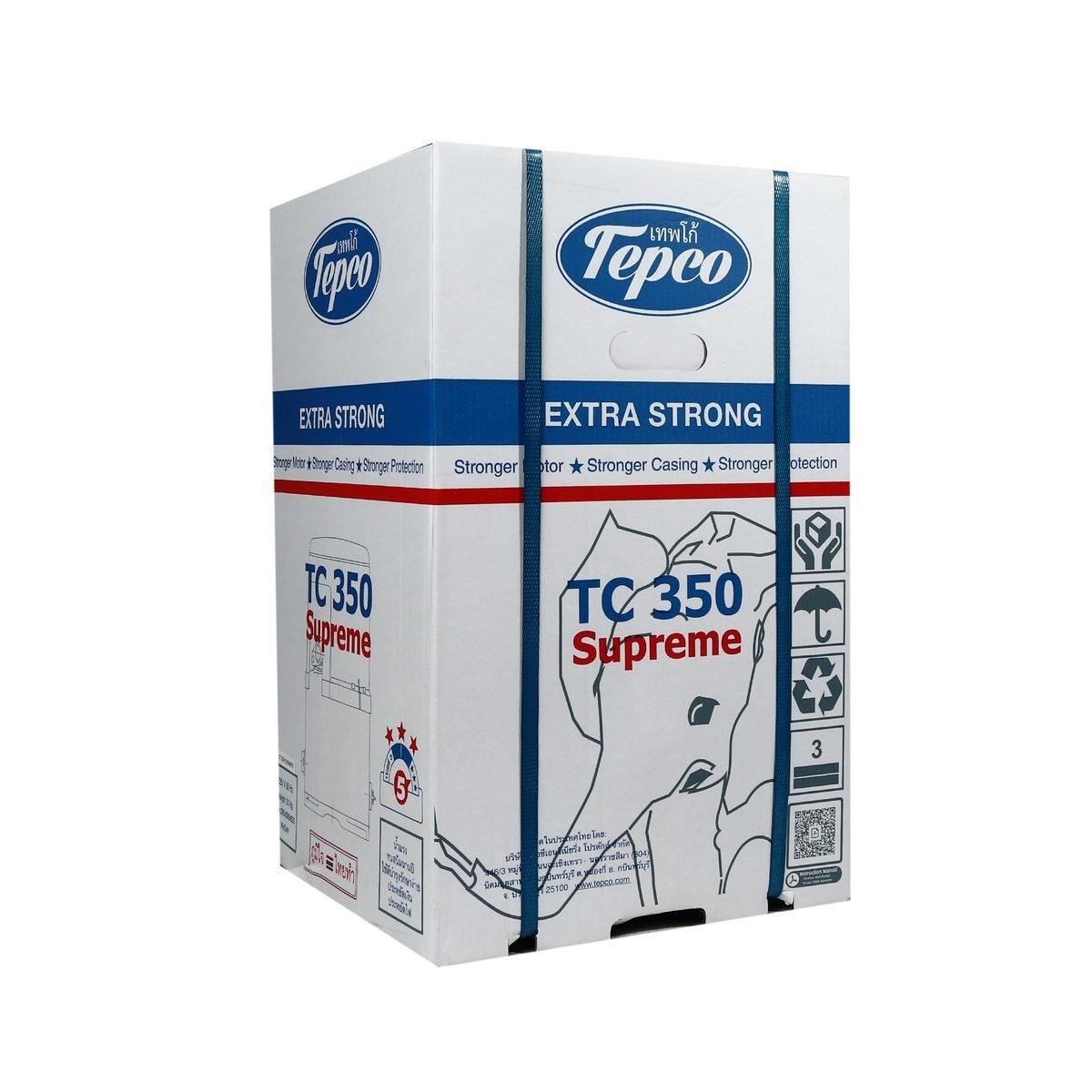 TEPCO ปั๊มน้ำอัตโนมัติ ถังกลม 350 วัตต์ รุ่น TC350 ขนาดท่อส่งเข้าและดูดออก 1 นิ้ว ส่งสูงสุด 55 เมตร ปริมาณน้ำสูงสุด 60 ลิตร/นาที ดูดลึก 8 เม