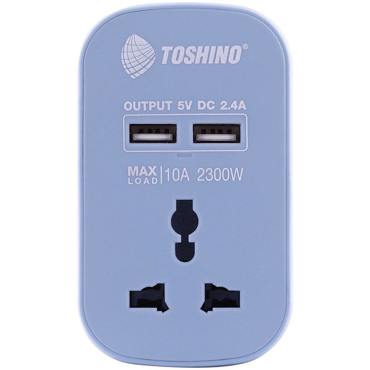 TOSHINO อะแดปเตอร์ 10 แอมป์ สีฟ้า + สายชาร์จ 3 in 1 รุ่น PU-SET สายชาร์จยาว 1.2 เมตร เต้ารับ 1 ช่อง, USB A X 2 ช่อง Output 5V/2.4A (โตชิโน่)