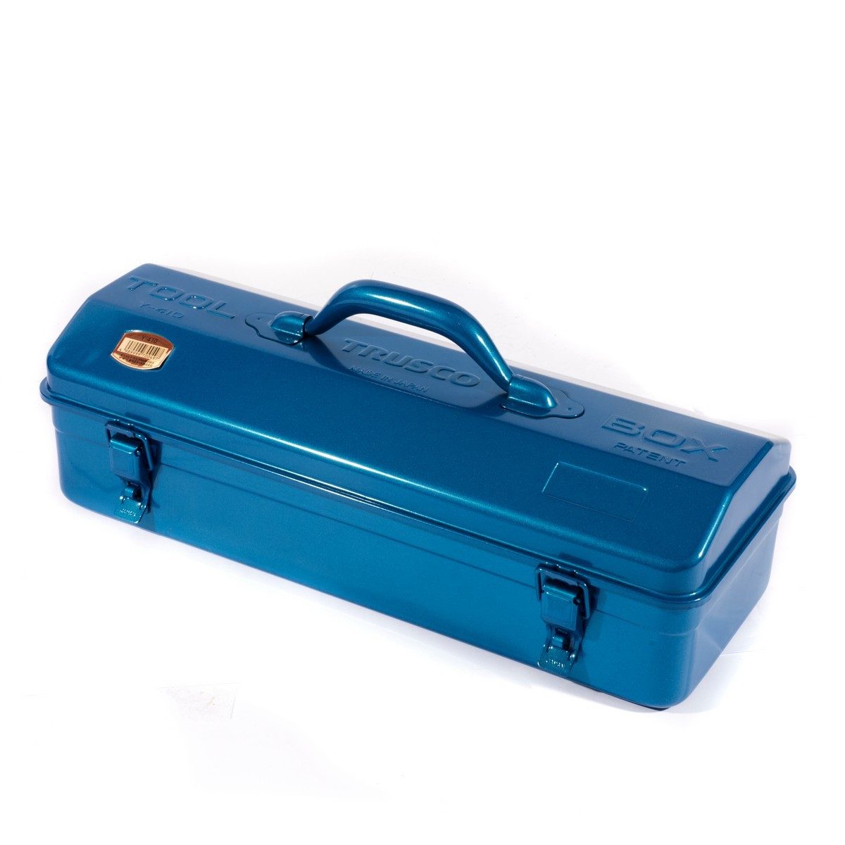 TRUSCO กล่องเครื่องมือสีน้ำเงิน ขนาด 433X168X173.5 มม. ทรงฝาจั่ว รุ่น Y-410-B ผลิตจากเหล็ก สามารถล็อคกุญแจได้ (ทรัสโก้)