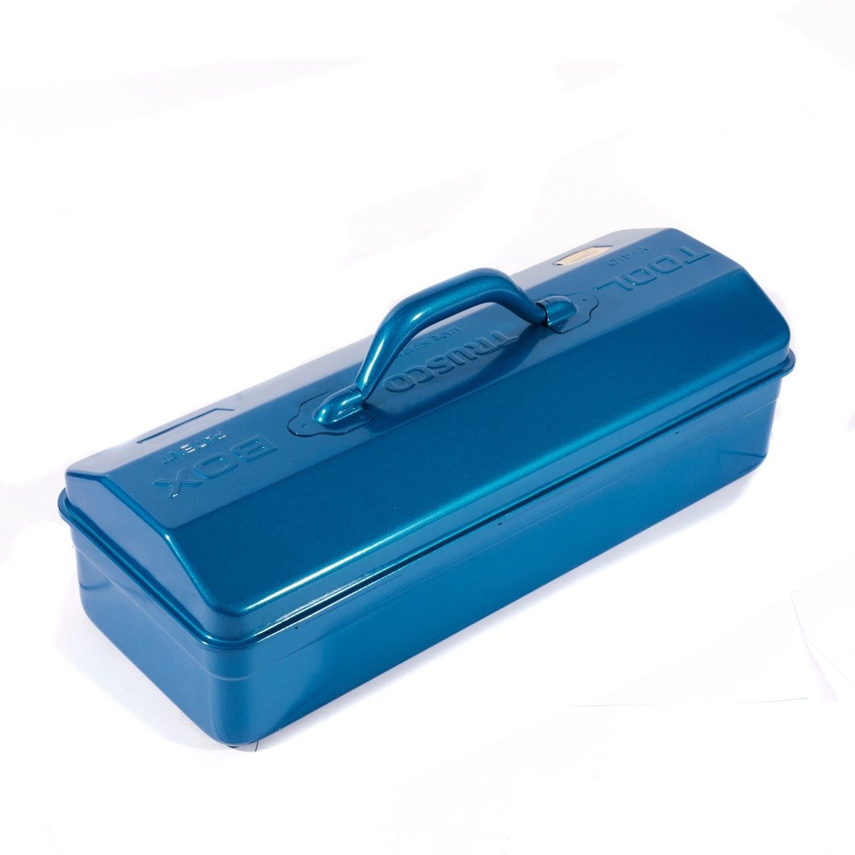 TRUSCO กล่องเครื่องมือสีน้ำเงิน ขนาด 433X168X173.5 มม. ทรงฝาจั่ว รุ่น Y-410-B ผลิตจากเหล็ก สามารถล็อคกุญแจได้ (ทรัสโก้)