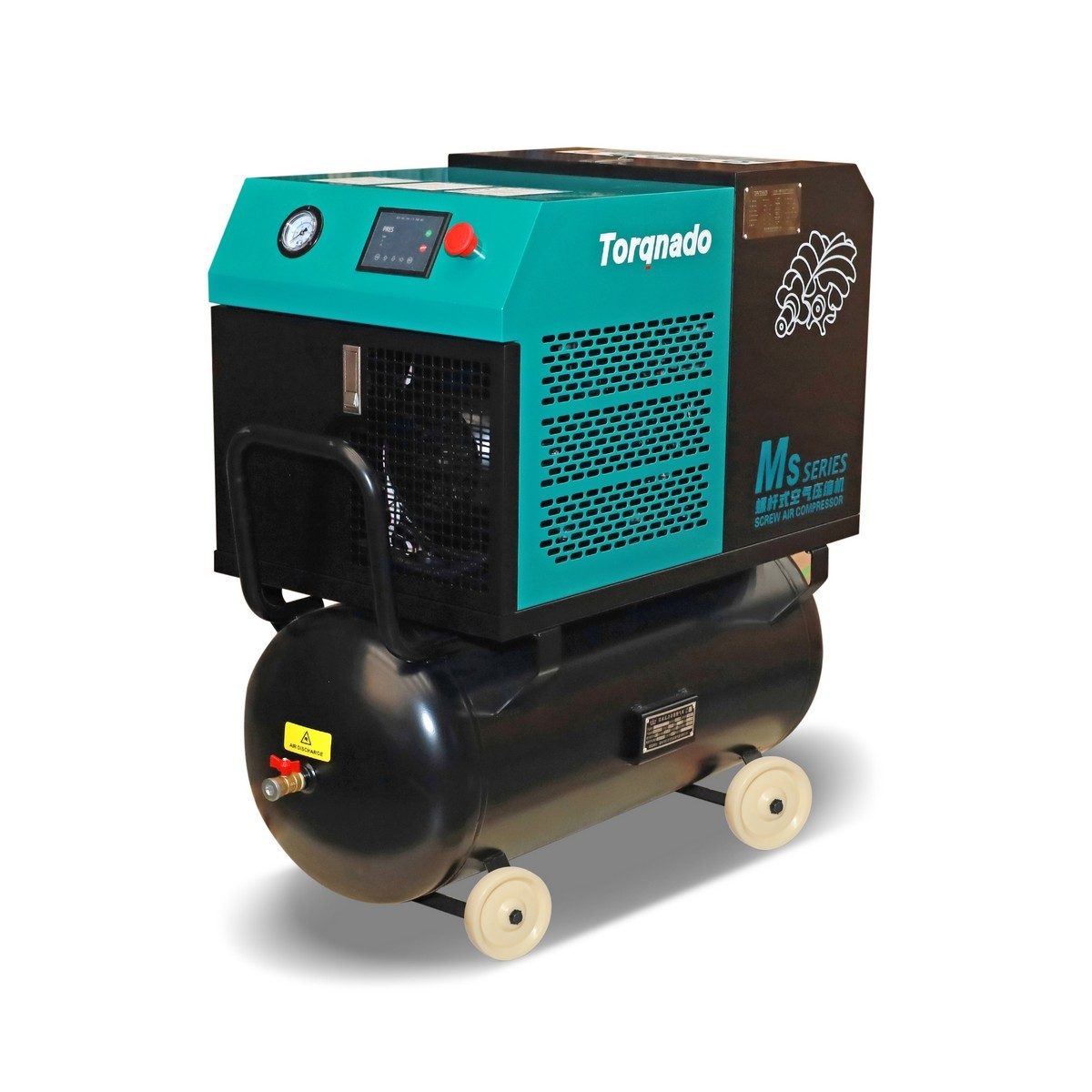 TORQNADO ปั๊มลมสกรู 380 โวลต์ 1 เฟส 5.5 แรงม้า (4 กิโลวัตต์) ถัง 100 ลิตร รุ่น DLG4V แรงดันลม 8 บาร์ (ทอร์คนาโด)