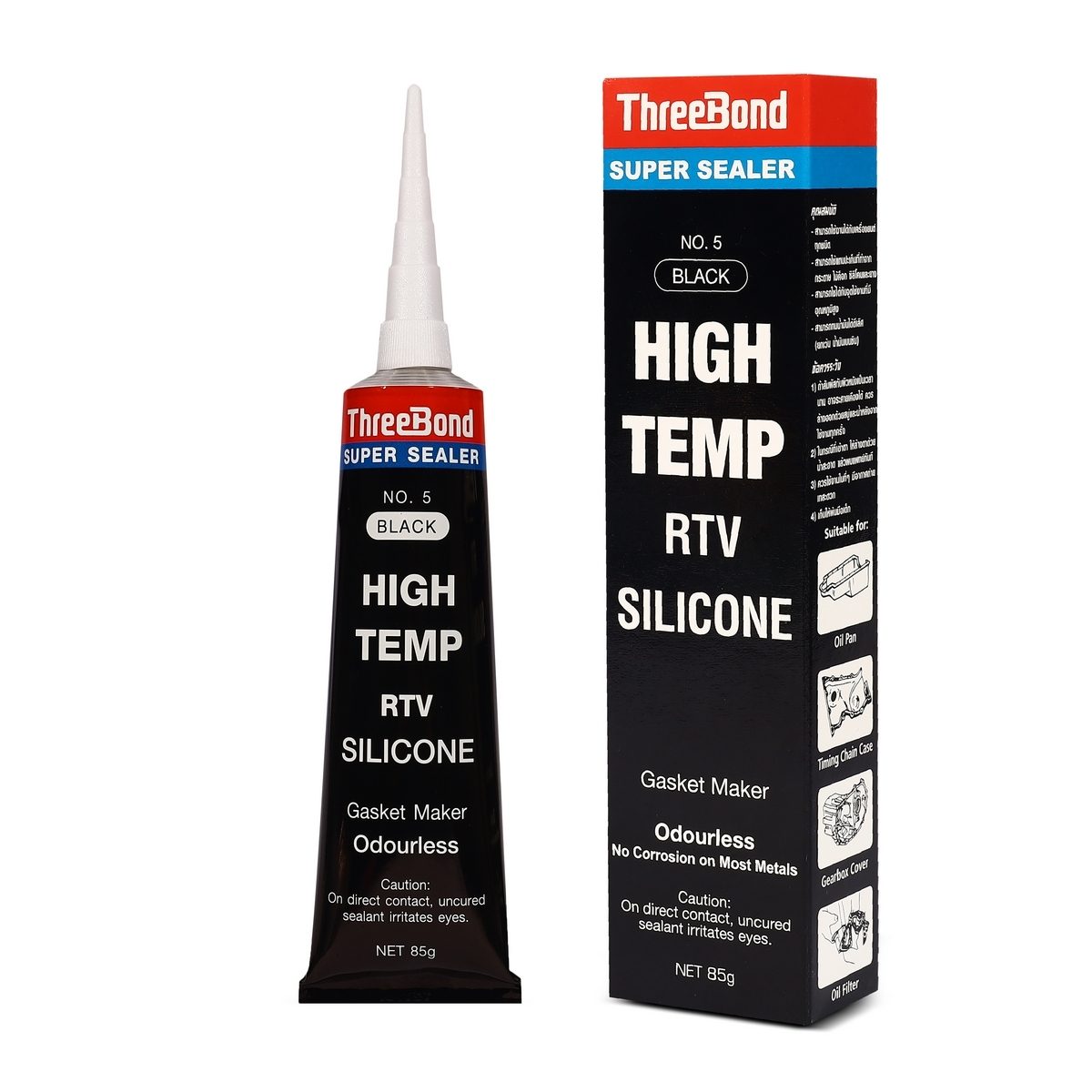 THREEBOND ปะเก็นเหลวชนิดซิลิโคน สีดำ ขนาด 85 กรัม รุ่น Super Sealer No.5 (ทรีบอนด์)