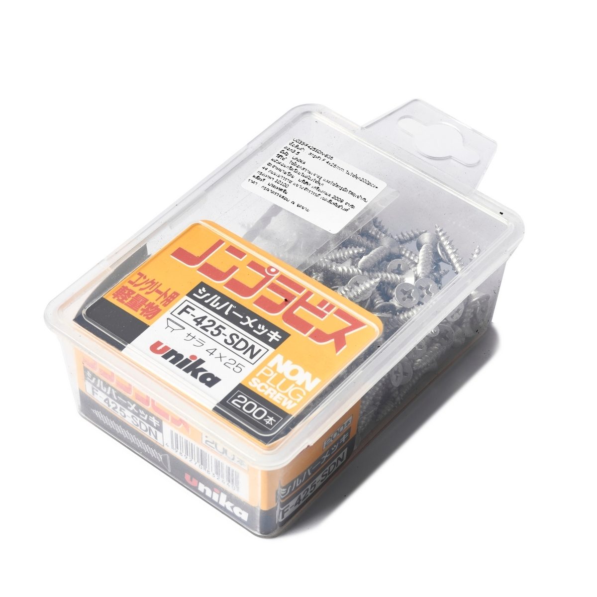 UNIKA สกรูยึดคอนกรีตไม่ใช้พุก ขนาด 4 x 25 มม. หัวเตเปอร์ (F) เจาะได้ลึก 20 มม. ความกว้างของรูเจาะ 3.5 มม. รับน้ำหนักได้ถึง 220 กก. (ยูนิก้า)