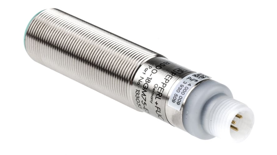 UB500-18GM75-E5-V15, Pepperl + Fuchs Ultrasonic Barrel-Style Proximity Sensor, M18 x 1, 30 → 500 mm Detection, PNP Output, 10
