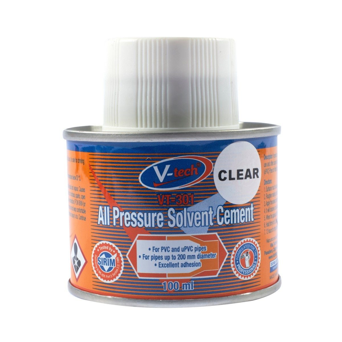 V-TECH กาวทาท่อทนแรงดัน ขนาด 100 กรัม รุ่น VT-301100 สีใส แรงยึดสูง สำหรับอุปกรณ์ PVC และ uPVC และงานเชื่อมประสานท่อ (วีเทค)