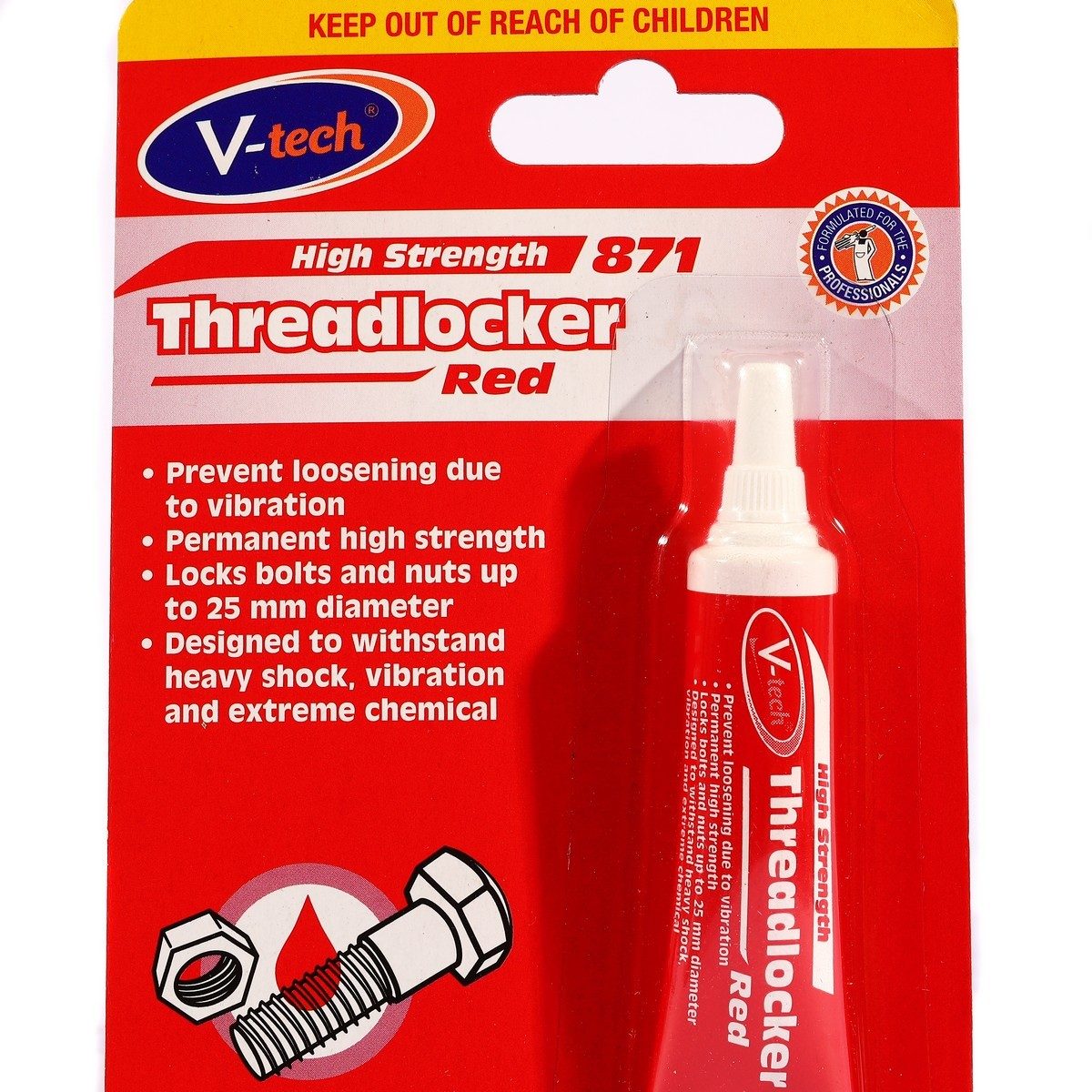 VT-8716 กาวล็อคเกลียว สีแดง 6ML