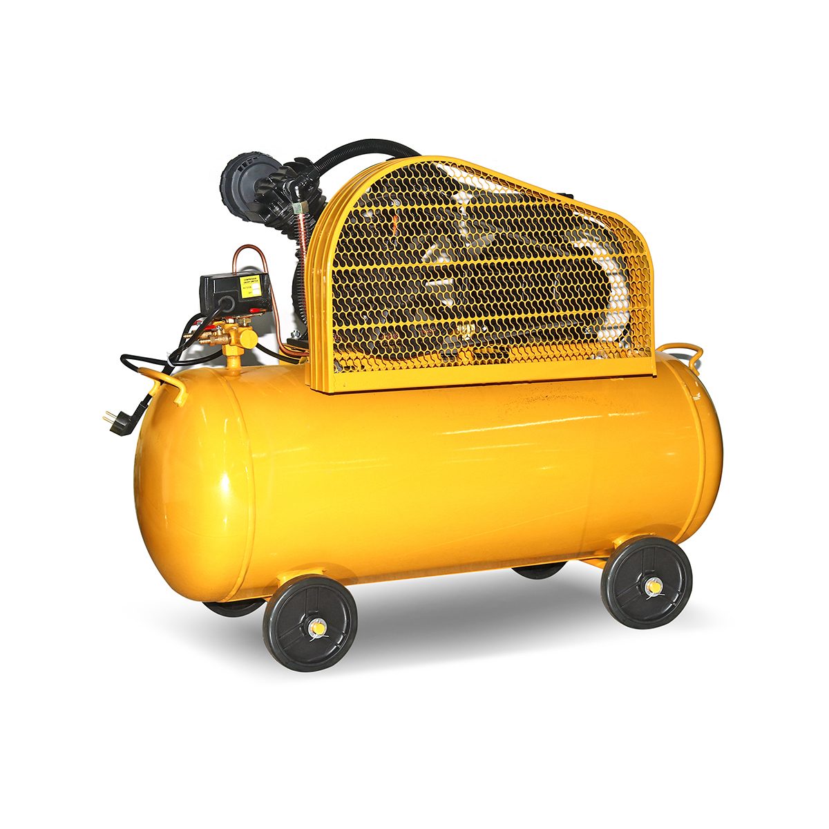 VALU ปั๊มลมสายพาน มอเตอร์ 3 แรงม้า (2200 วัตต์) ถัง 100 ลิตร รุ่น 2065-100 ไฟ 1 เฟส ความเร็วรอบ 2850 รอบ/นาที แรงดันลม 8 บาร์ ปริมาณลม 200 ล