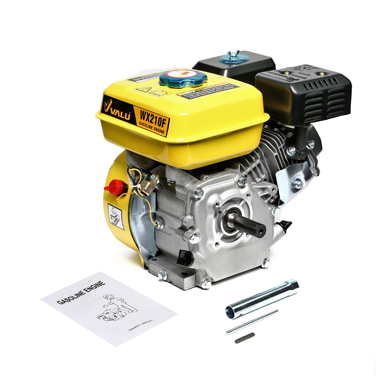 VALU เครื่องยนต์เบนซิน รุ่น WX210F กำลังเครื่องยนต์ 7.0 แรงม้า วาล์วเหนือลูกสูบ ความจุกระบอกสูบ 208 ซีซี ถังน้ำมัน 3.6 ลิตร (แวลู)