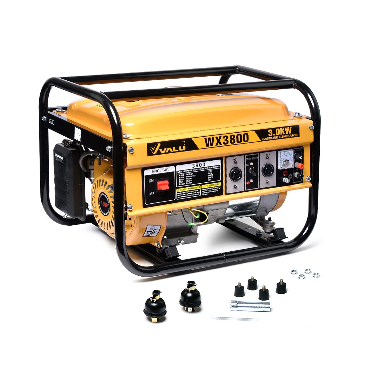 VALU เครื่องปั่นไฟ 3 กิโลวัตต์ รุ่น WX3800 สูบเดี่ยว 4 จังหวะ ความจุกระบอกสูบ 210 ซีซี สตาร์ทมือ (แวลู)