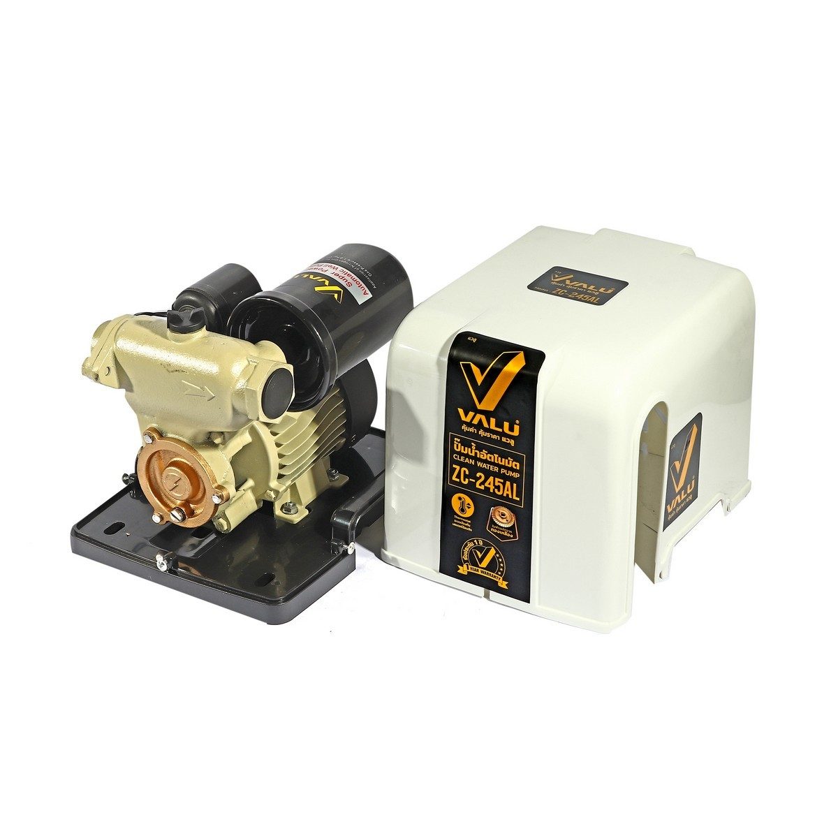VALU ปั๊มน้ำออโต พร้อมฝาครอบ ท่อ 1 นิ้ว รุ่น ZC-245AL ส่งสูง 26 เมตร ปริมาณน้ำ 30 ลิตร/นาที สายไฟยาว 1.2 เมตร (แวลู)