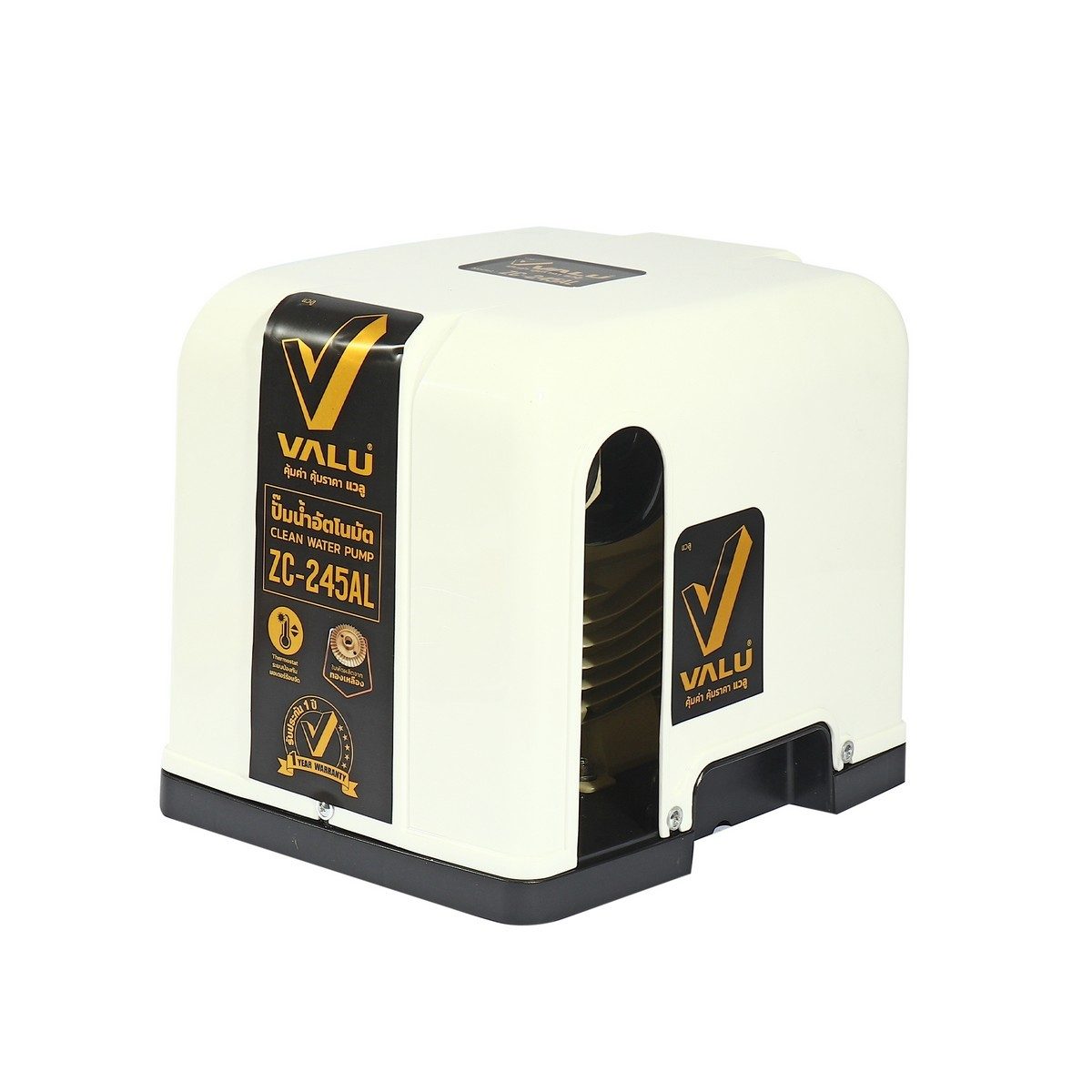 VALU ปั๊มน้ำออโต พร้อมฝาครอบ ท่อ 1 นิ้ว รุ่น ZC-245AL ส่งสูง 26 เมตร ปริมาณน้ำ 30 ลิตร/นาที สายไฟยาว 1.2 เมตร (แวลู)