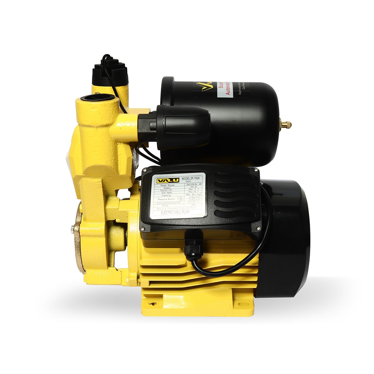 VALU ปั๊มน้ำออโต้ รุ่น ZF-750A กำลังไฟ 750 วัตต์ ส่งสูง 55 เมตร อัตราการไหล 58 ลิตร/นาที พร้อม Flow Sensor (แวลู)