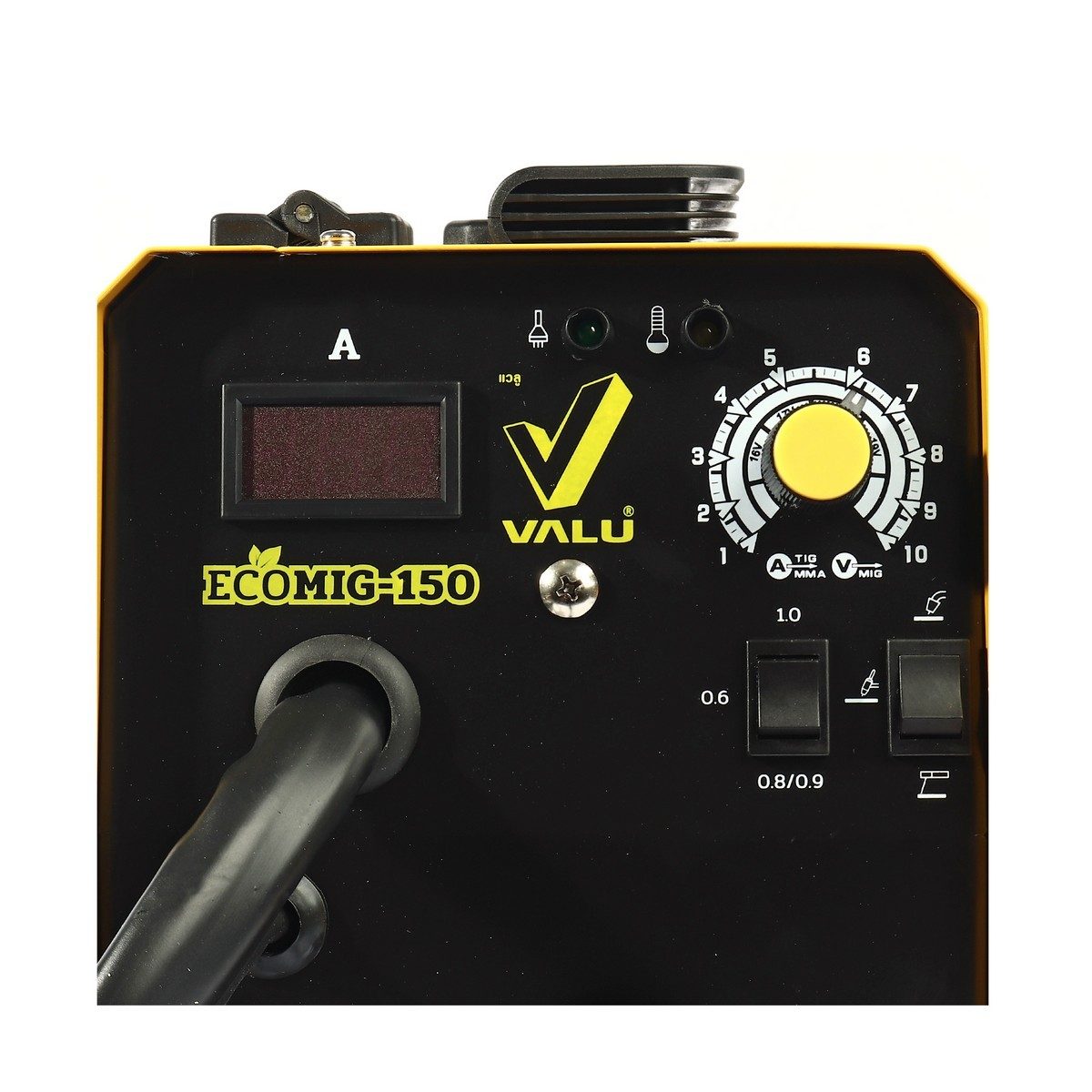 VALU เครื่องเชื่อม MIG รุ่น ECOMIG150 กำลังไฟเข้า 3.96 กิโลวัตต์ แรงดันไฟ 220 โวลต์ ระดับป้องกัน IP21S ใช้กับลวดเชื่อม MIG ขนาด 1 และ 5 กก. 