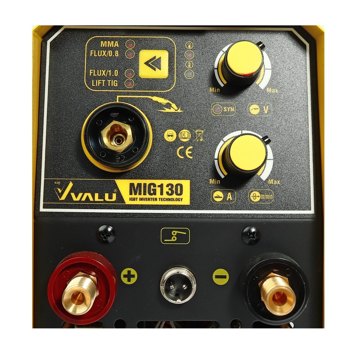 VALU เครื่องเชื่อม MIG รุ่น MIG130 กำลังไฟ 4.8 กิโลวัตต์ แรงดันไฟ 1 เฟส 220 โวลต์ กระแสไฟเชื่อม 130 แอมป์ เหมาะสำหรับงาน DIY ภายในบ้าน (แวลู