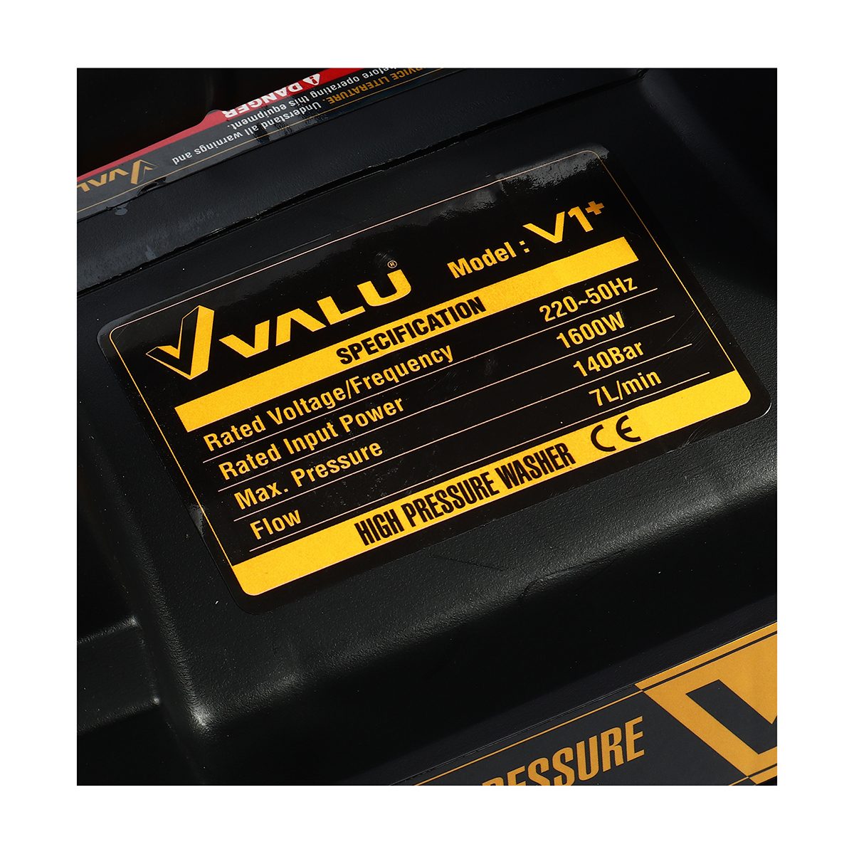 เครื่องฉีดน้ำแรงดันสูง แวลู (VALU) รุ่น V1+ แรงดัน 140 บาร์ มอเตอร์เหนี่ยวนำ 1600 วัตต์ มีระบบ Thermostat ป้องกันมอเตอร์ไหม้ ปริมาณน้ำ 420 ล