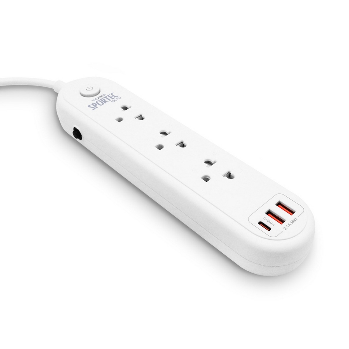 VEXXO ปลั๊กรางไฟ 3 ช่อง 1 สวิตซ์ ยาว 3 เมตร 2 USB 1 TYPE-C 2.1A MAX รุ่น F5STB-ECR1-1331 รองรับไฟ 2300 วัตต์ 10 แอมป์ สายไฟ 3x0.75 sq.mm. มอ