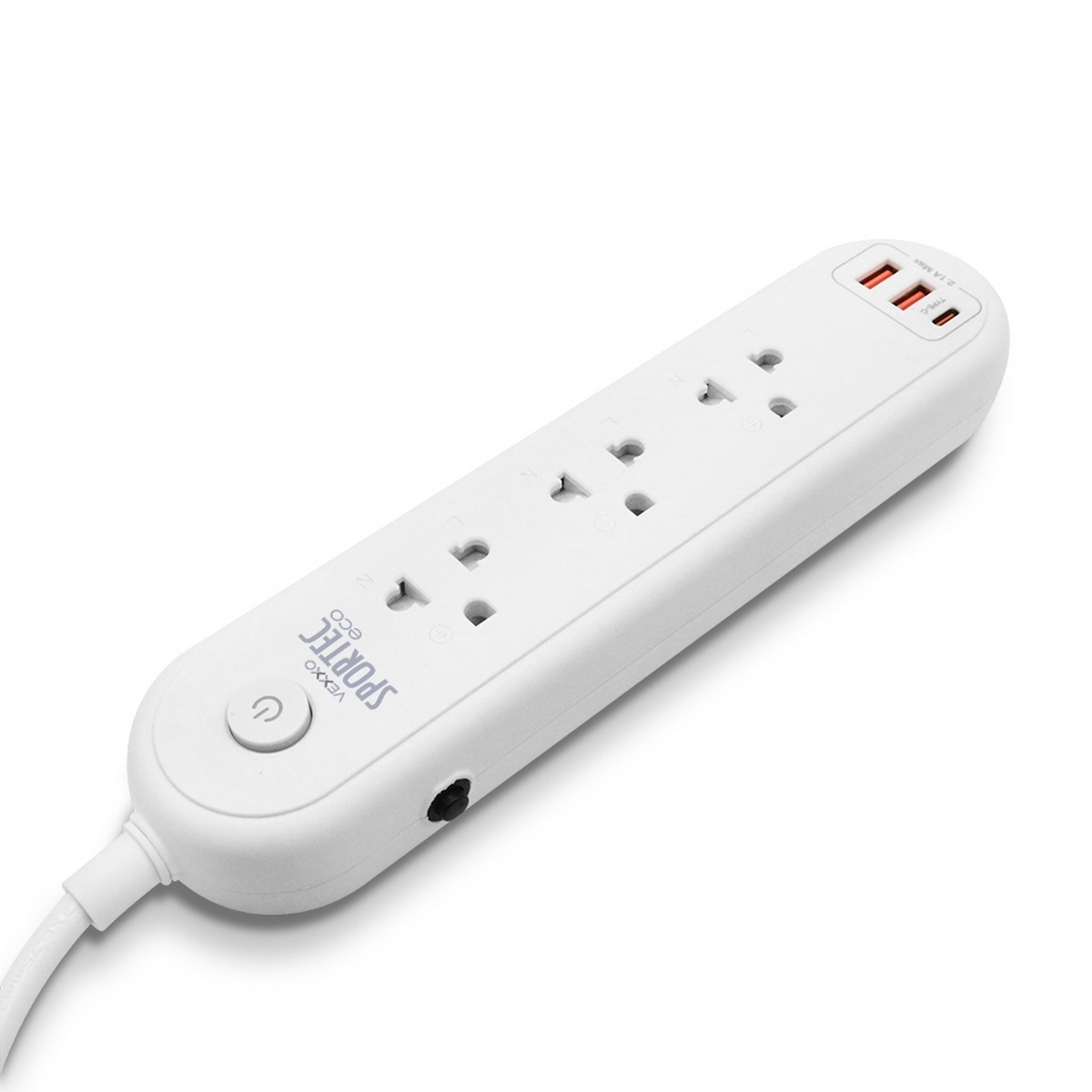 VEXXO ปลั๊กรางไฟ 3 ช่อง 1 สวิตซ์ ยาว 3 เมตร 2 USB 1 TYPE-C 2.1A MAX รุ่น F5STB-ECR1-1331 รองรับไฟ 2300 วัตต์ 10 แอมป์ สายไฟ 3x0.75 sq.mm. มอ
