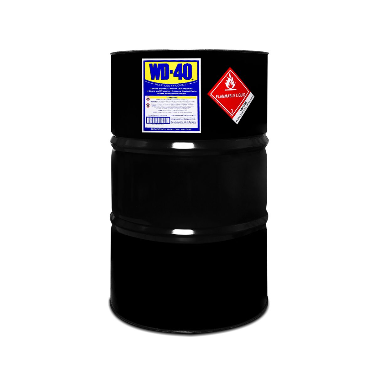 WD-40 น้ำมันอเนกประสงค์ ดับบลิวดี สี่สิบ ขนาด 55 แกลลอน (208 ลิตร) ใช้สำหรับหล่อลื่นและ ป้องกันสนิมยาวนานกว่าปกติถึง 7 เท่า สีใส ไม่มีกลิ่นฉ