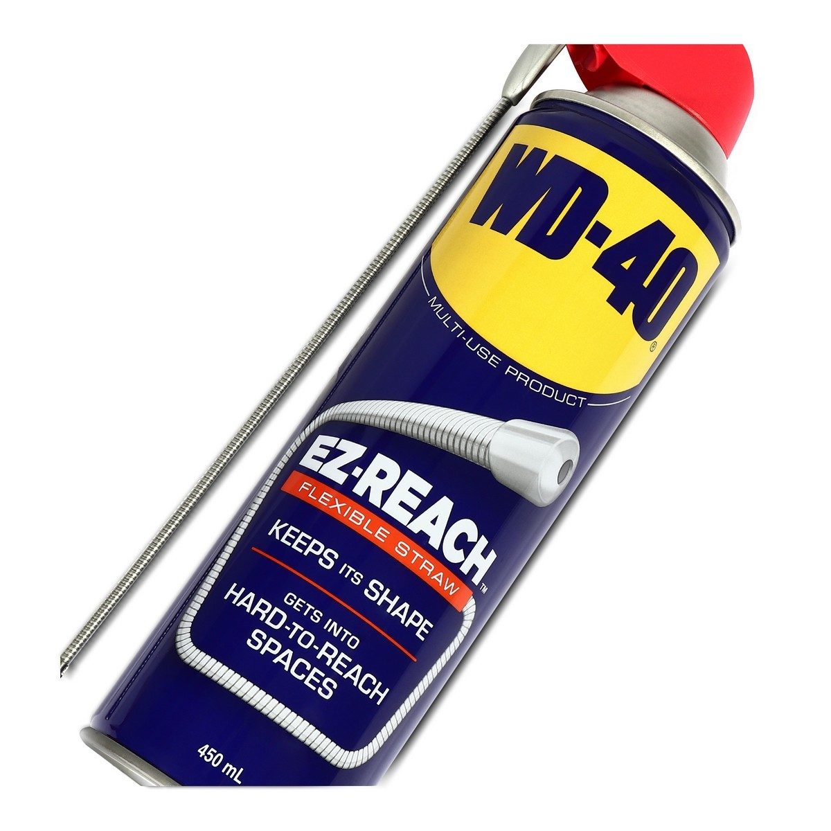 WD-40 น้ำมันอเนกประสงค์ EZ-REACH ขนาด 450 มล. พร้อมหลอดพับงอได้ยาว 8 นิ้ว หล่อลื่น คลายติดขัด ไล่ความชื่น ทำความสะอาด ป้องกันสนิม กลิ่นไม่ฉุ