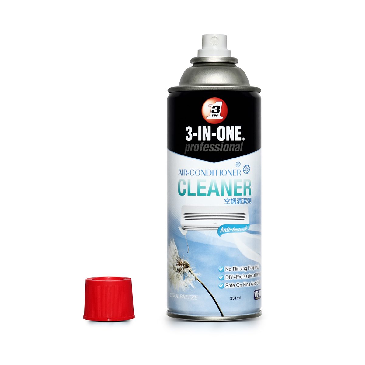 3-IN-ONE สเปรย์โฟมล้างแอร์ ขนาด 331 มิลลิลิตร สำหรับทำความสะอาดและล้างสิ่งสกปรกแผงคอล์ยเย็นของแอร์โดยไม่ต้องล้างน้ำออก