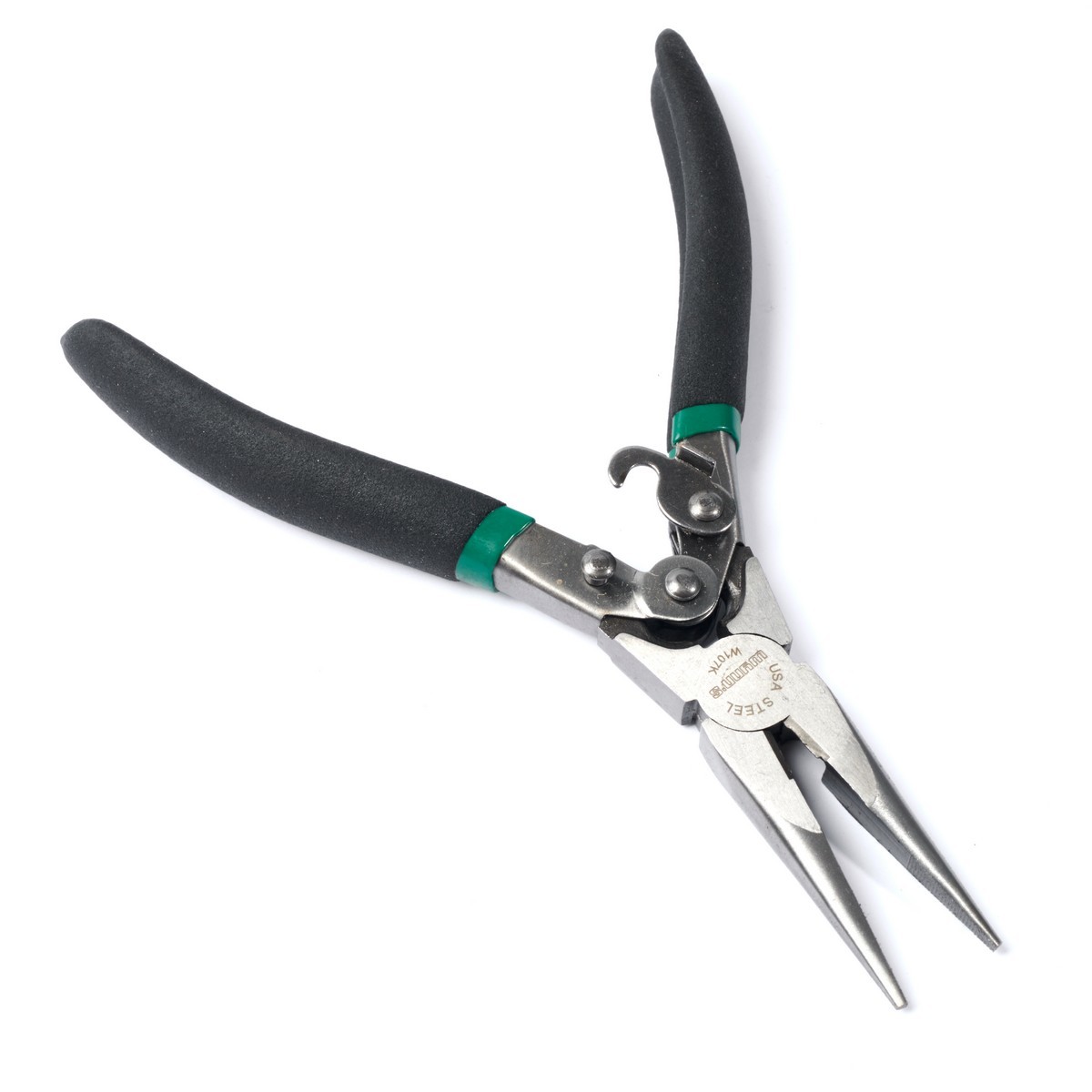 W107K คีมปากแหลม 7" มีสปริง ด้ามดำ