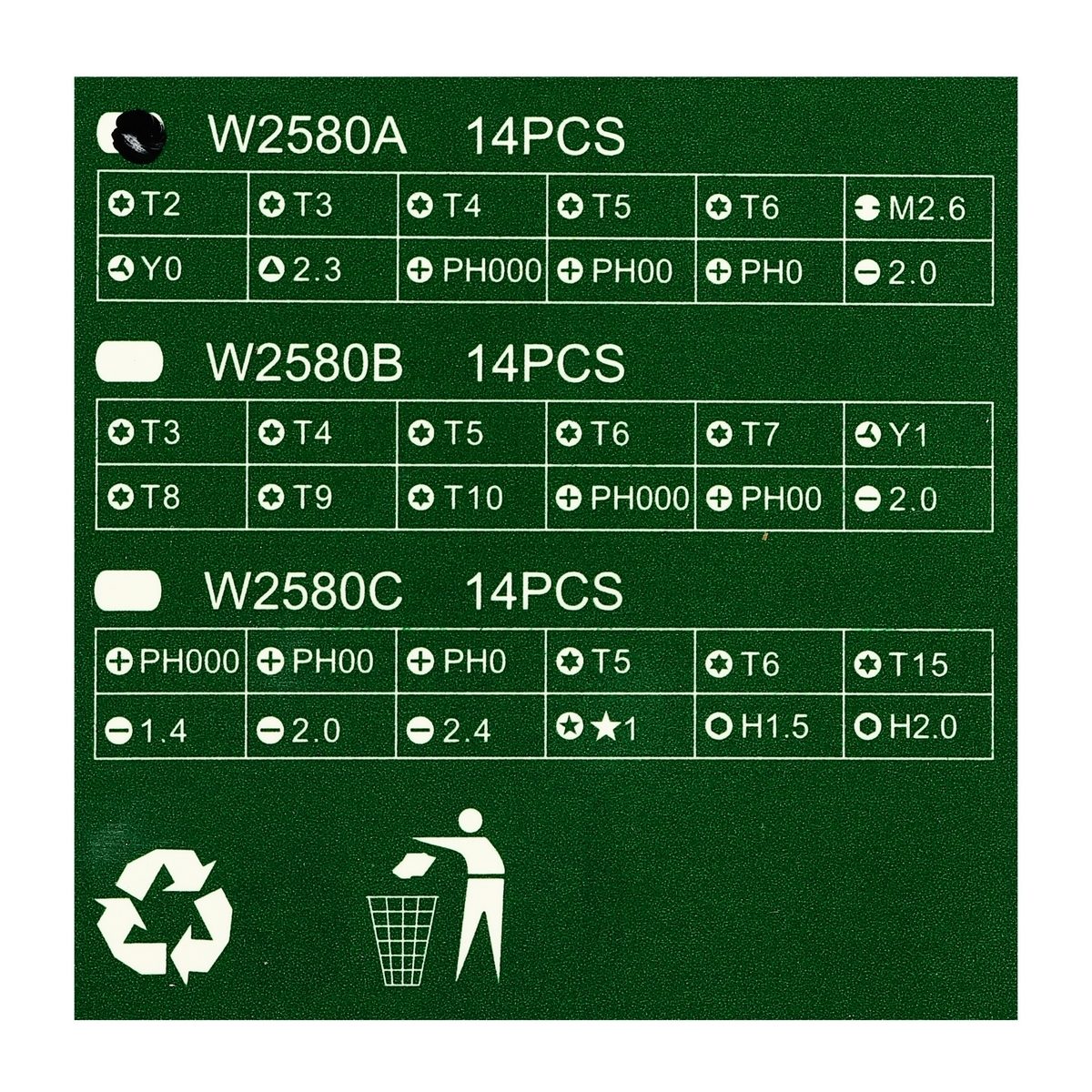 W2580A ไขควงซ่อมนาฟิกา 14 ชิ้น