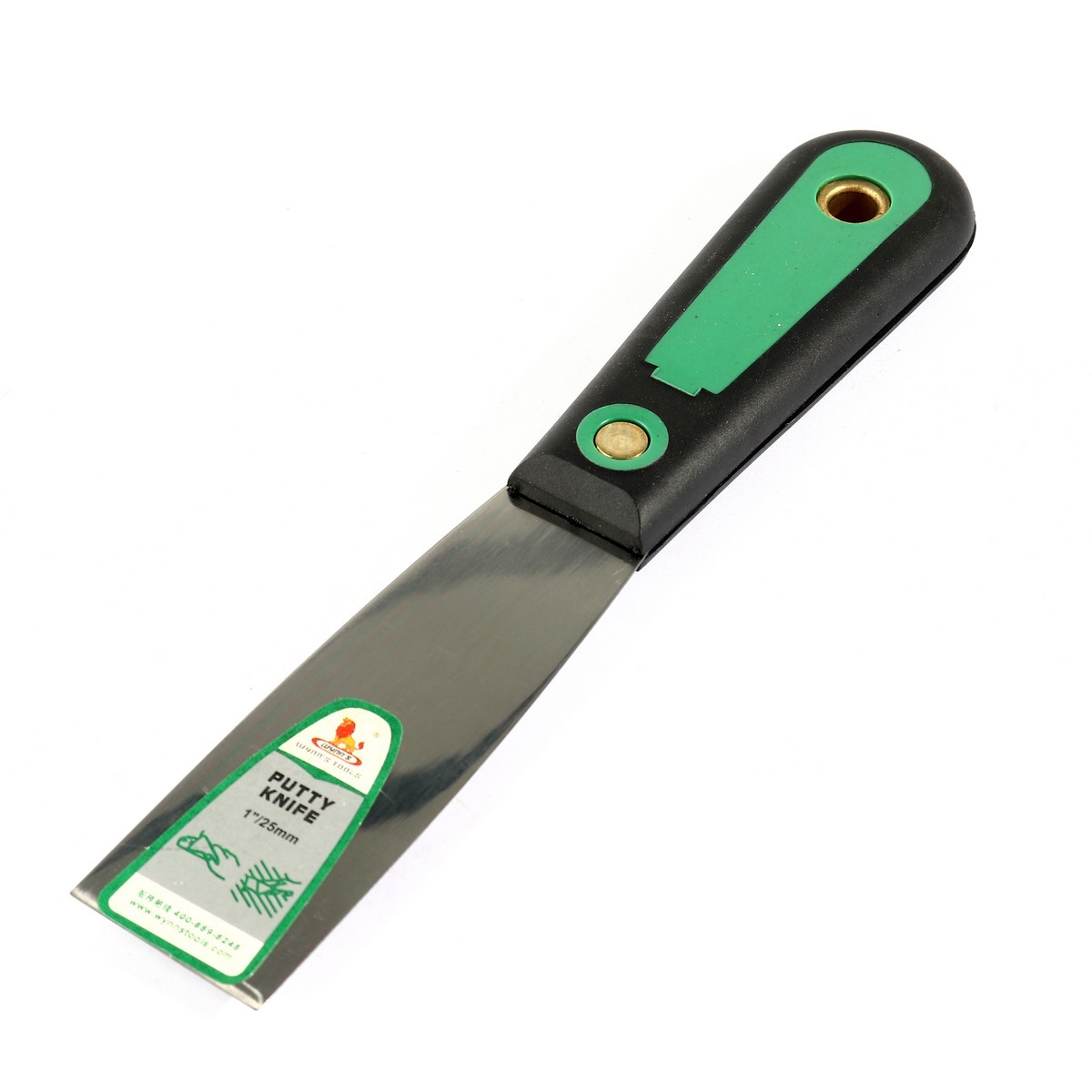 W3002A เกียงโป้วสี สเเตนเลส ด้ามดำ 1"