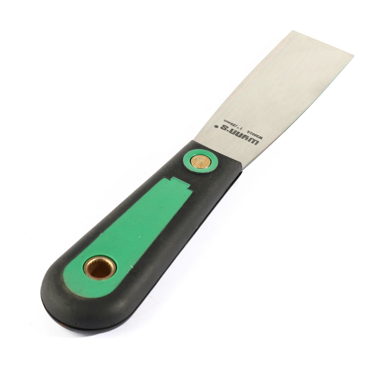 W3002A เกียงโป้วสี สเเตนเลส ด้ามดำ 1"